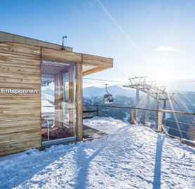 Sauna direkt auf der Piste im Skigebiet Bad Kleinkirchheimer Bergbahnen, hohes Serviceangebot