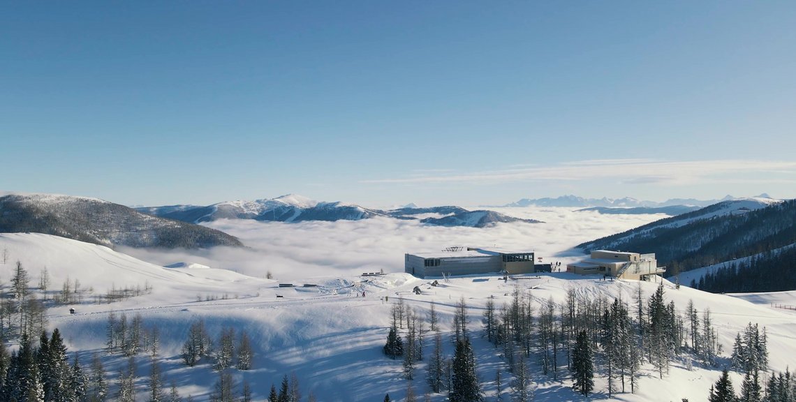 Skigebiet Bad Kleinkirchheim, Bergstation Biosphärenparkbahn Brunnach in den Kärntner Nockbergen